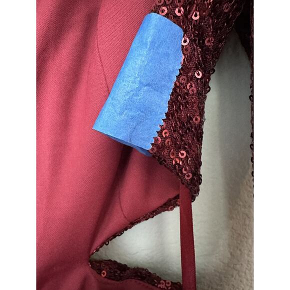 Ieena For Mac Duggal Wine Long Sleeves Sequin Evening Dress 26739 Size 2 - Picture 12 of 15